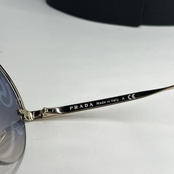 New Authentic Prada Gray and Gold Geometric Sunglasses main image 6